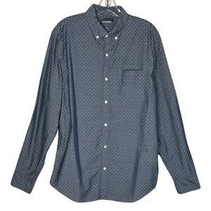 Bonobos Shirt Men‎ Medium Long Gray White Polka Dot Office Career Casual Preppy